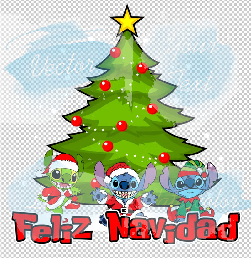 DTF de Navidad Stitch Arbol de Navidad #19